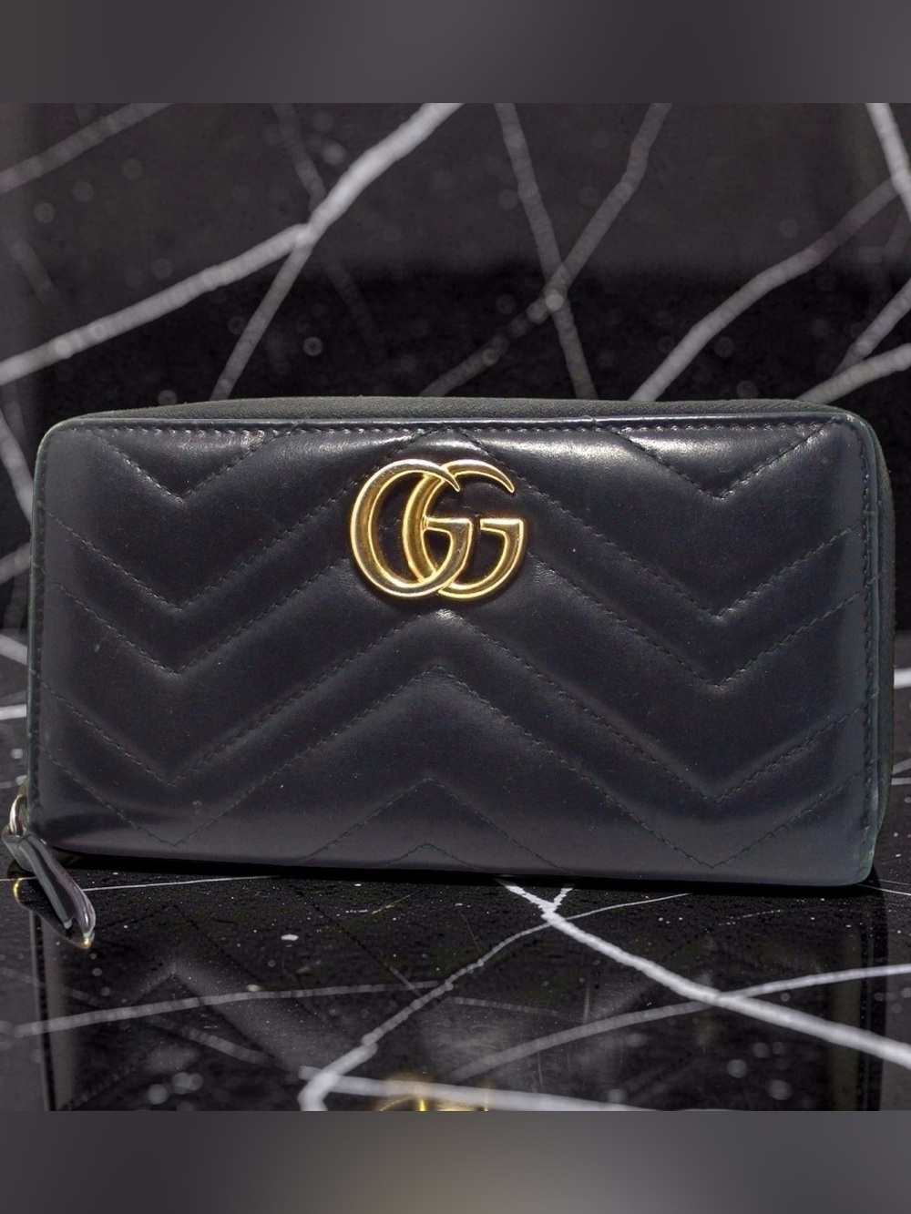GUCCI GG Marmont Quilted Leather Zip Around Wallet 😍🖤🔥 - Picture 7 of 13